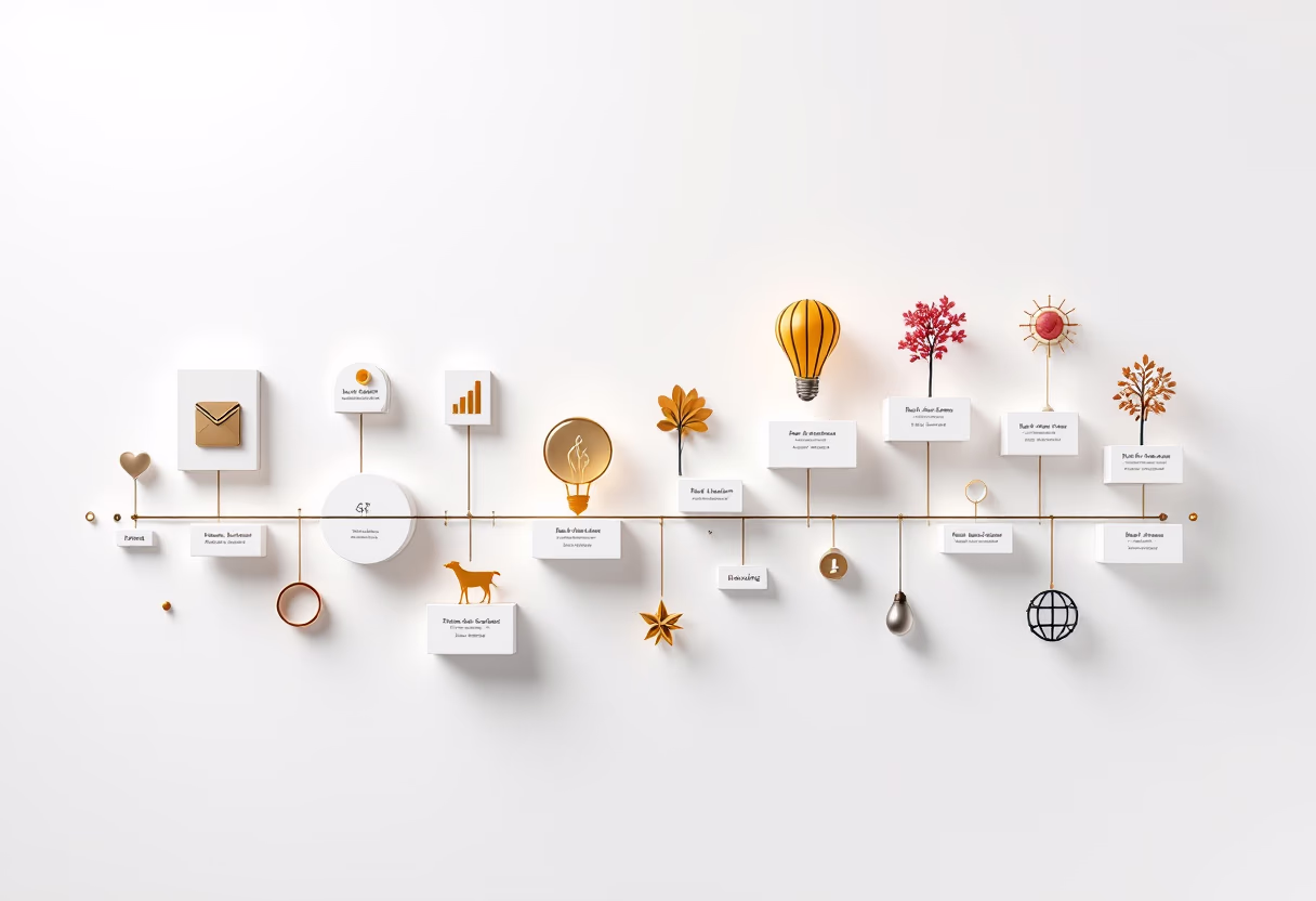 image of company milestones in a timeline format (for a edtech)